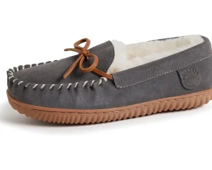 FIRESIDE by Dearfoams Slippers<Alice Springs Genuine Shearling Moccasin Grey