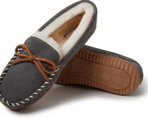 FIRESIDE by Dearfoams Slippers<Alice Springs Genuine Shearling Moccasin Grey