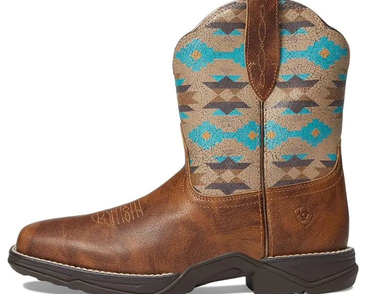 anthem_shortie_savanna_we_3.webp Ariat Cowboy Boots<Anthem Shortie Savanna Western Boot Dry Taupe/Turquoise Aztec