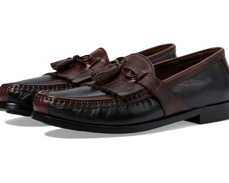 aragon_kiltie_tassel_loaf_0.webp Johnston & Murphy Adaptive<Aragon Kiltie Tassel Loafer Black Deer w/Antique Chestnut Waxhide Trim