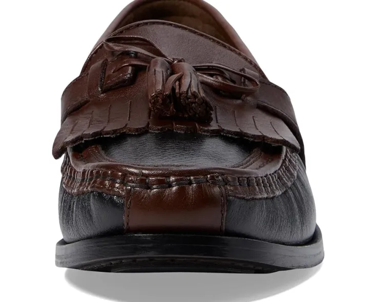 aragon_kiltie_tassel_loaf_5.webp Johnston & Murphy Adaptive<Aragon Kiltie Tassel Loafer Black Deer w/Antique Chestnut Waxhide Trim
