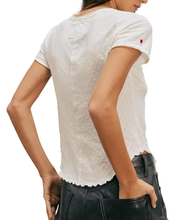 Free People Shirts & Tops<Be My Baby Ss Pointelle Heart Ivory