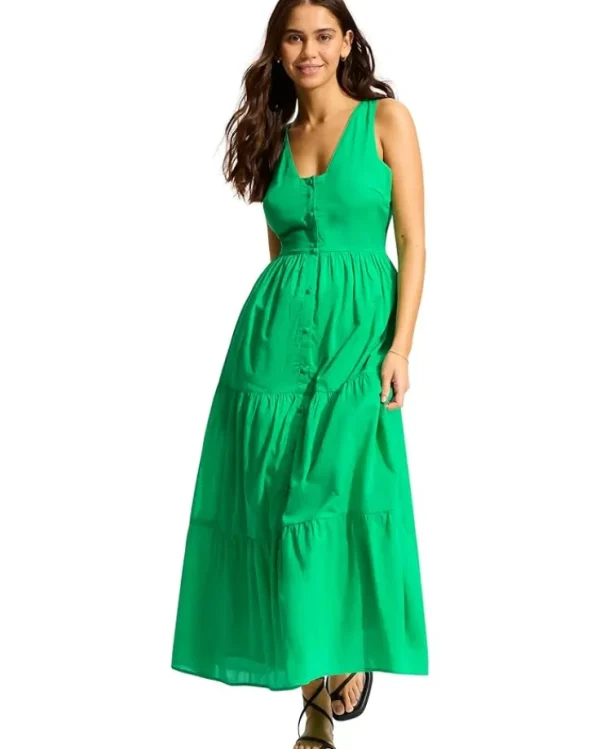 Seafolly Swimwear & Cover Ups<Beach Edit Button Down Maxi Dress Jade