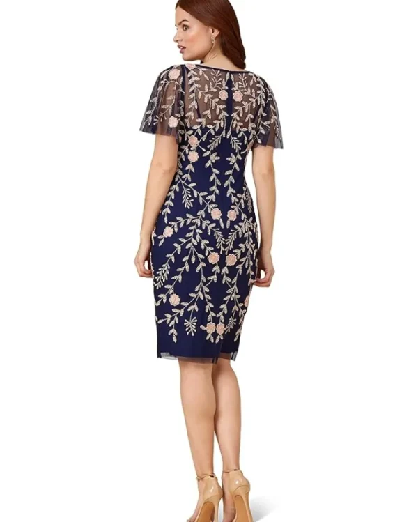 Adrianna Papell Dresses<Beaded Short Dress Navy/Blush