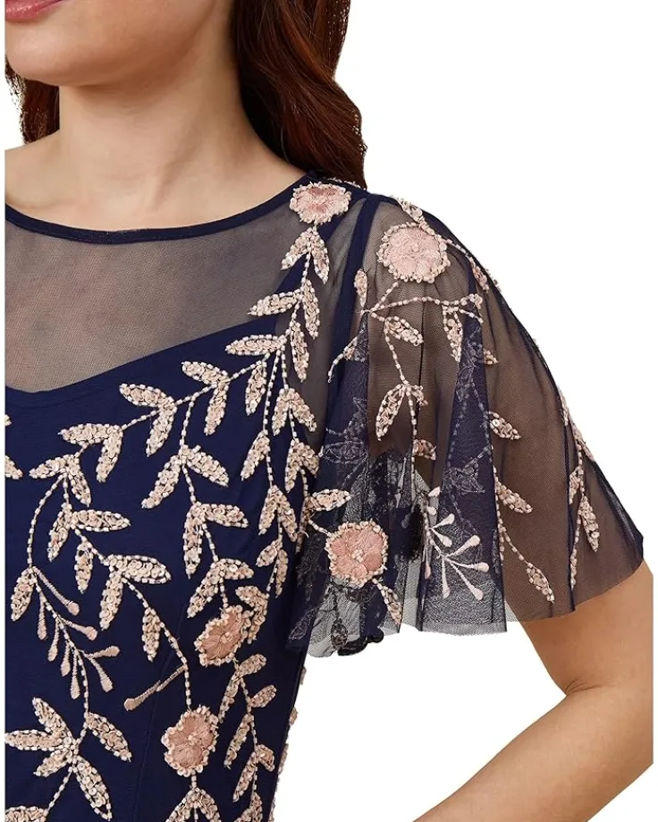 beaded_short_dress_2.webp Adrianna Papell Dresses<Beaded Short Dress Navy/Blush