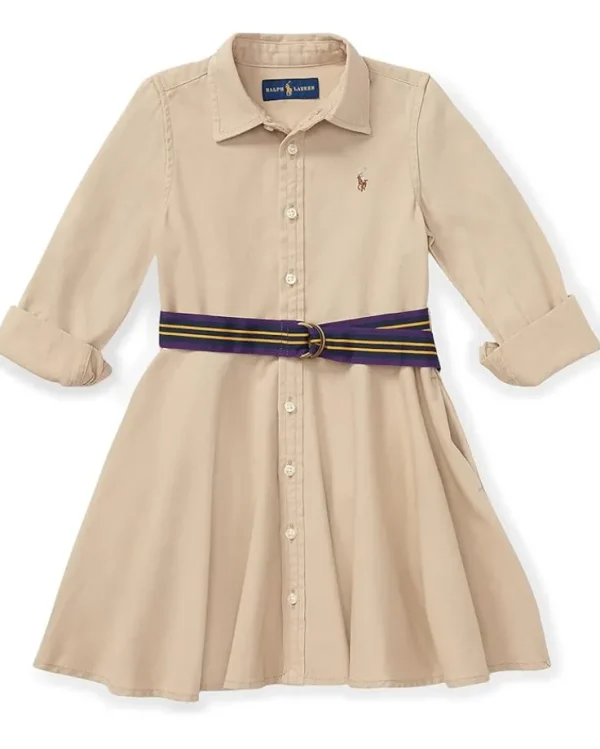 Polo Ralph Lauren Kids Dresses<Belted Cotton Chino Shirtdress (Little Kids) Classic Khaki