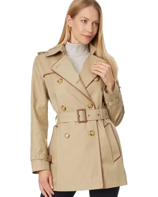 Lauren Ralph Lauren Coats & Outerwear<Belted Db W Pu Trim30" Birch Tan