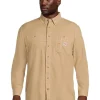 Carhartt Big & Tall | Shirts & Tops<Big & Tall Flame-Resistant Force Original Fit Lightweight Long Sleeve Button Front Shirt Dark Khaki