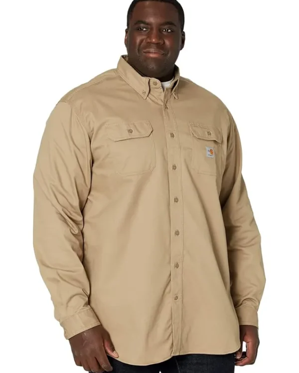 Carhartt Work & Duty Apparel | Big & Tall<Big & Tall Flame-Resistant Classic Twill Shirt Khaki