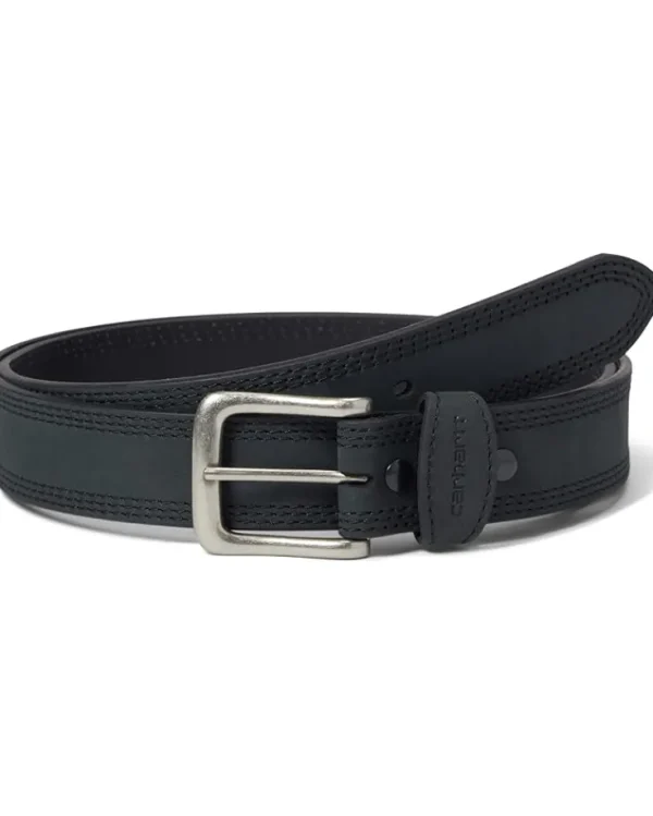 Carhartt Belts | Belts<Big & Tall Leather Triple Stitch Belt Black/Antique Nickel Finish