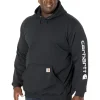 Carhartt Big & Tall | Hoodies & Sweatshirts<Big & Tall Midweight Signature Sleeve Logo Hooded Sweatshirt Black