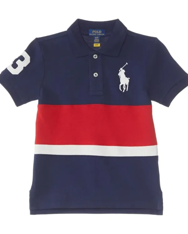 Polo Ralph Lauren Kids Shirts & Tops<Big Pony Cotton Mesh Polo Shirt (Toddler/Little Kids) Newport Navy Multi/C2712