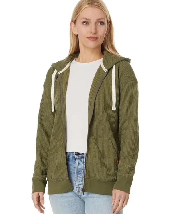 L.L.Bean Plus Size<Birchwood Brushed Waffle Full Zip Hoodie Faded Eggplant