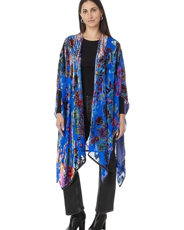 Johnny Was Scarves<Burnout Velvet Shawl Dreamer Blue