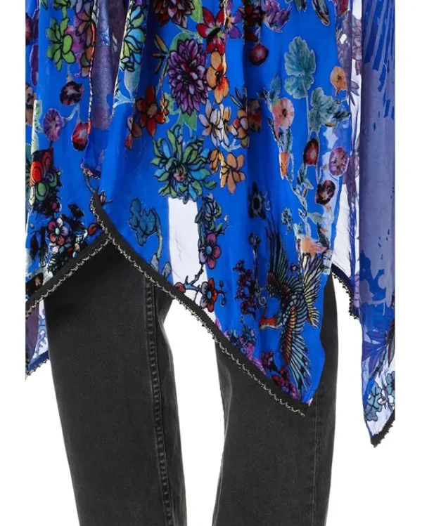 Johnny Was Scarves<Burnout Velvet Shawl Dreamer Blue