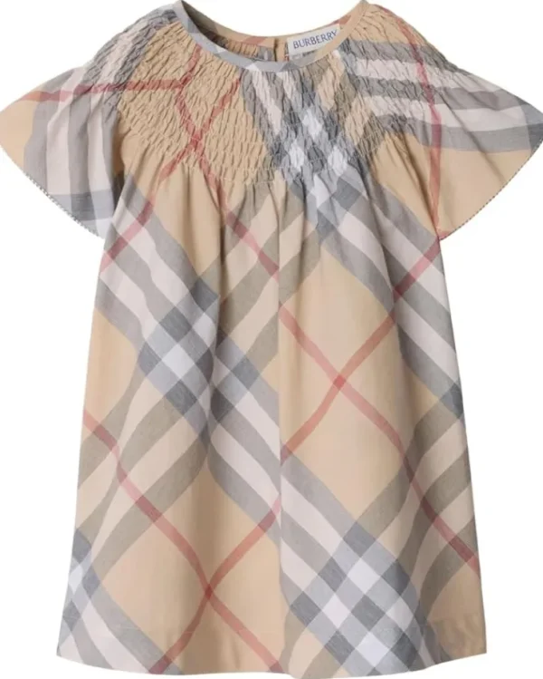 Burberry Kids Dresses<Cali Check Dress (Toddler/Little Kid/Big Kid) Pale Stone IP Check