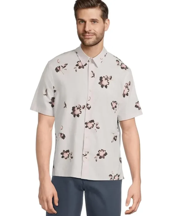 Vince Shirts & Tops<Cascading Floral Short Sleeve Dove Grey/Pink Haze