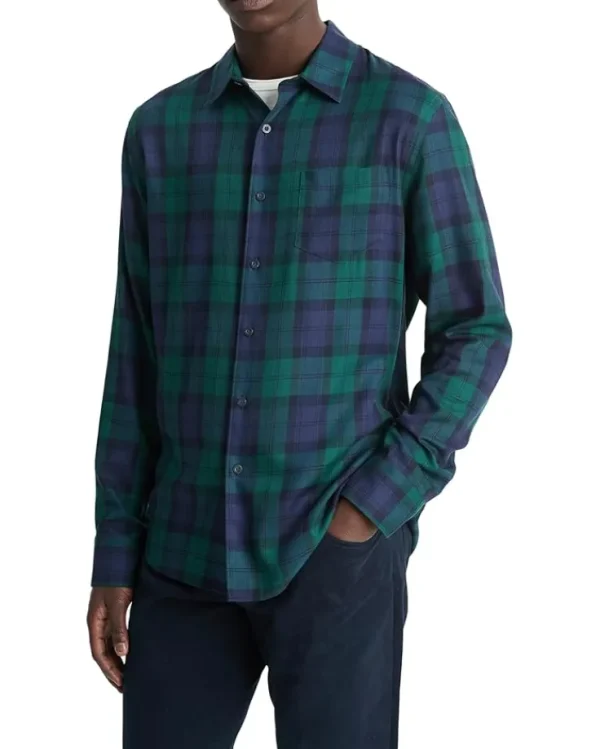 Vince Shirts & Tops<Castaic Plaid Long Sleeve Coastal/Dark Emerald Bay