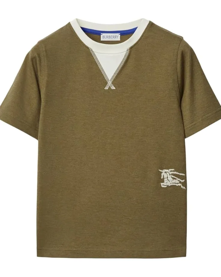 cedar_check_box_ekd_tshir_0.webp Burberry Kids Shirts & Tops<Cedar Check Box EKD T-Shirt (Toddler/Little Kid/Big Kid) Dark Khaki Green Melange