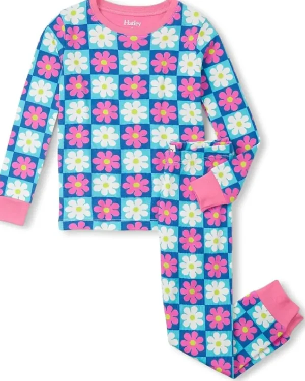 Hatley Kids Pajamas | Pajamas<Checked Daisy Cotton Pajama Set (Toddler/Little Kid/Big Kid) Blue