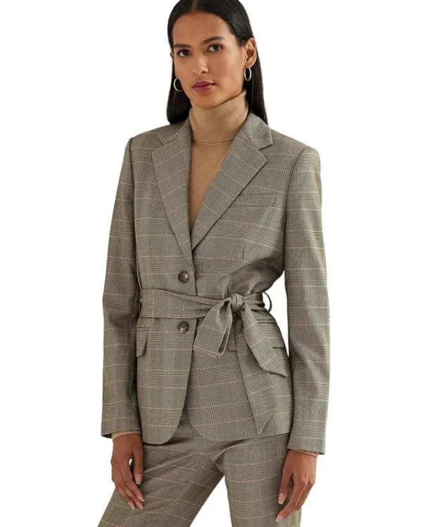 Lauren Ralph Lauren Coats & Outerwear<Checked Plaid Wool-Blend Twill Blazer Brown Multi