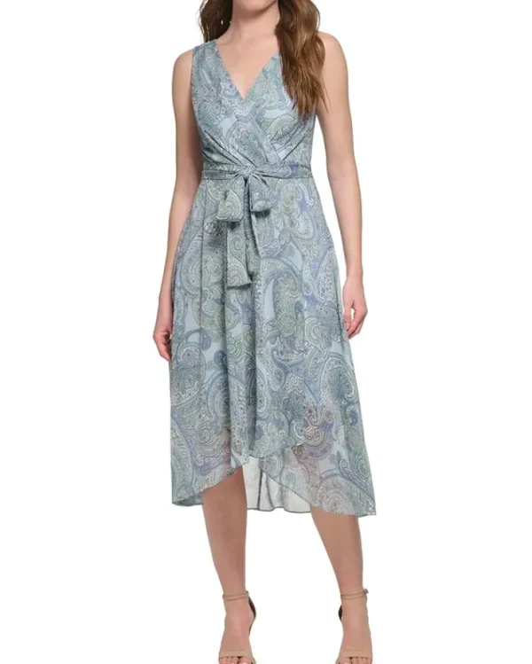 Tommy Hilfiger Dresses<Chiffon Dancing Paisley Dress Blue/Eucalyptus