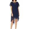 Adrianna Papell Dresses<Chiffon Overlay Sheath Dress Navy