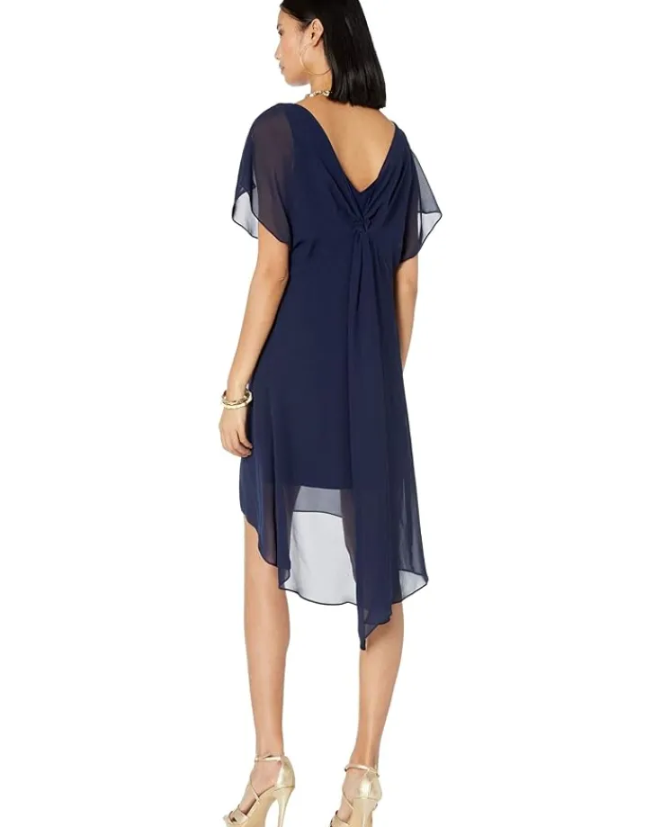 chiffon_overlay_sheath_dr_2.webp Adrianna Papell Dresses<Chiffon Overlay Sheath Dress Navy