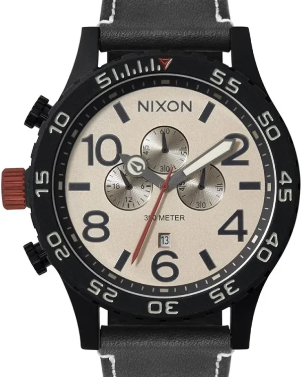 Nixon Watches<51-30 Chrono Leather Black/Pumice/Charcoal