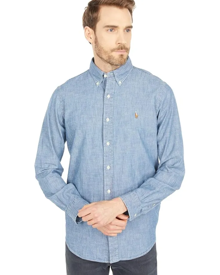 classic_fit_indigo_chambr_0.webp Polo Ralph Lauren Shirts & Tops<Classic Fit Indigo Chambray Shirt Medium Indigo