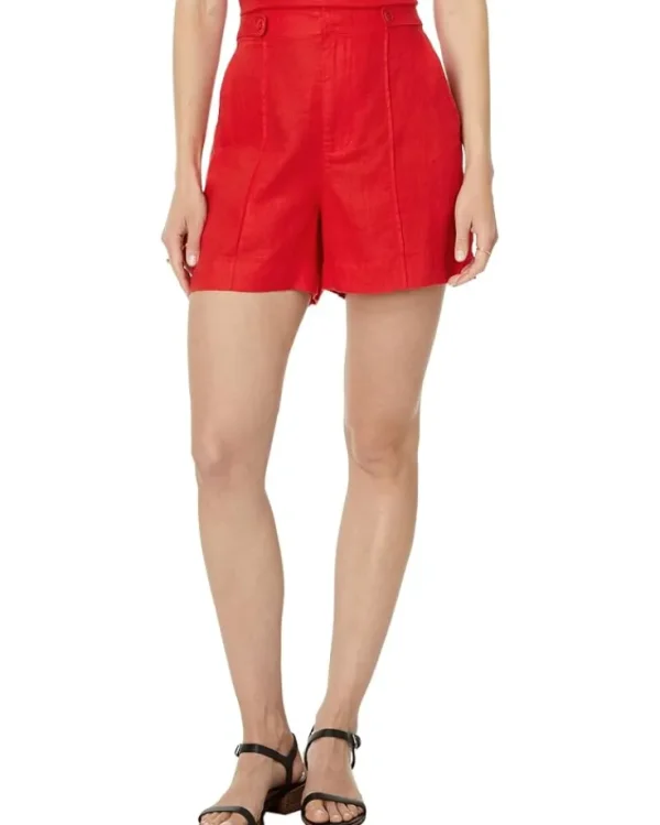 Madewell Shorts<Clean Button-Tab Shorts in Linen Canvas Rouge
