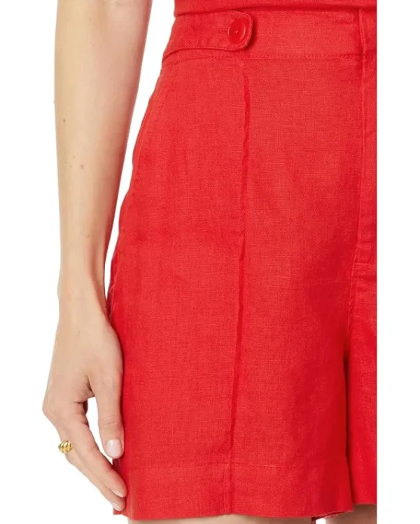 Madewell Shorts<Clean Button-Tab Shorts in Linen Canvas Rouge