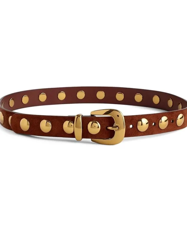 Madewell Belts<Clean Western Belt : Suede Dome Studs Soft Mahogany