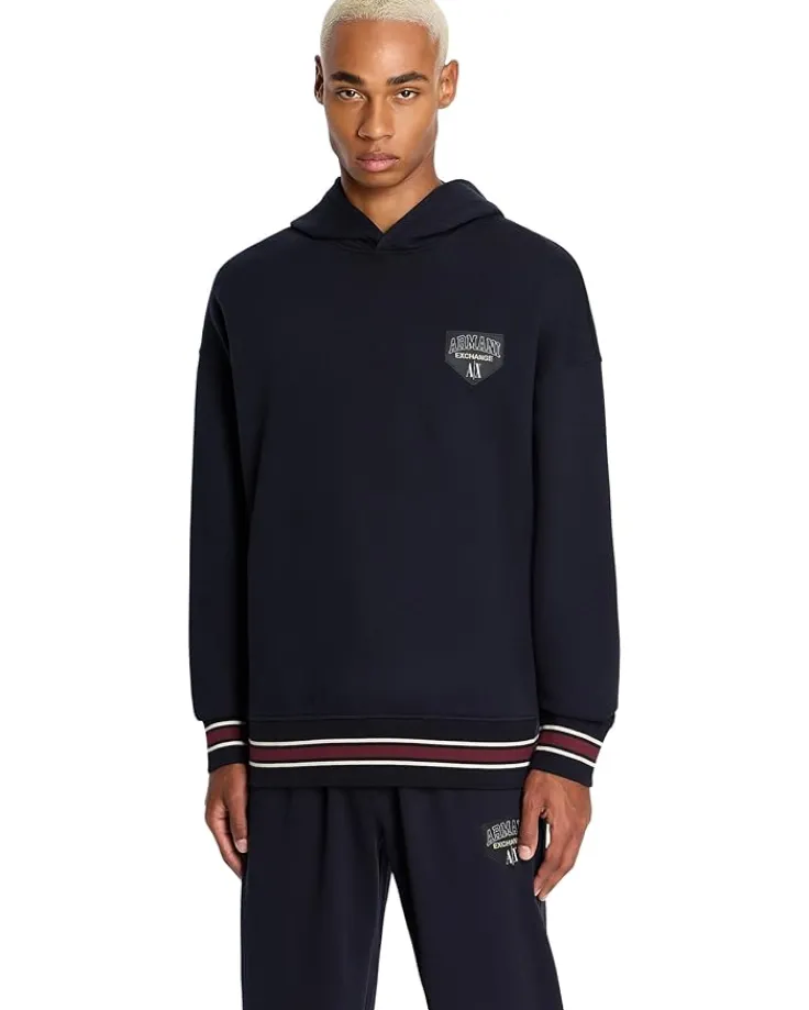 collegiate_fleece_hoodie_0.webp Armani Exchange Hoodies & Sweatshirts<Collegiate Fleece Hoodie Navy
