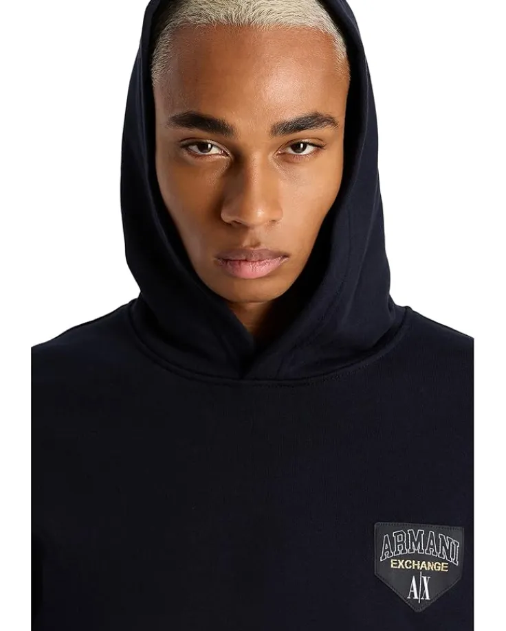 collegiate_fleece_hoodie_2.webp Armani Exchange Hoodies & Sweatshirts<Collegiate Fleece Hoodie Navy