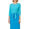 Adrianna Papell Dresses<Colorblock Tie Front Dress Cerulean/Azure