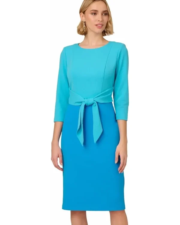 Adrianna Papell Dresses<Colorblock Tie Front Dress Cerulean/Azure