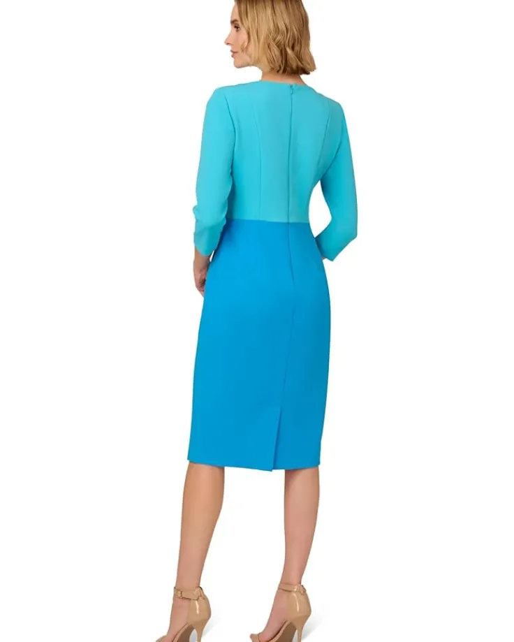 colorblock_tie_front_dres_1.webp Adrianna Papell Dresses<Colorblock Tie Front Dress Cerulean/Azure