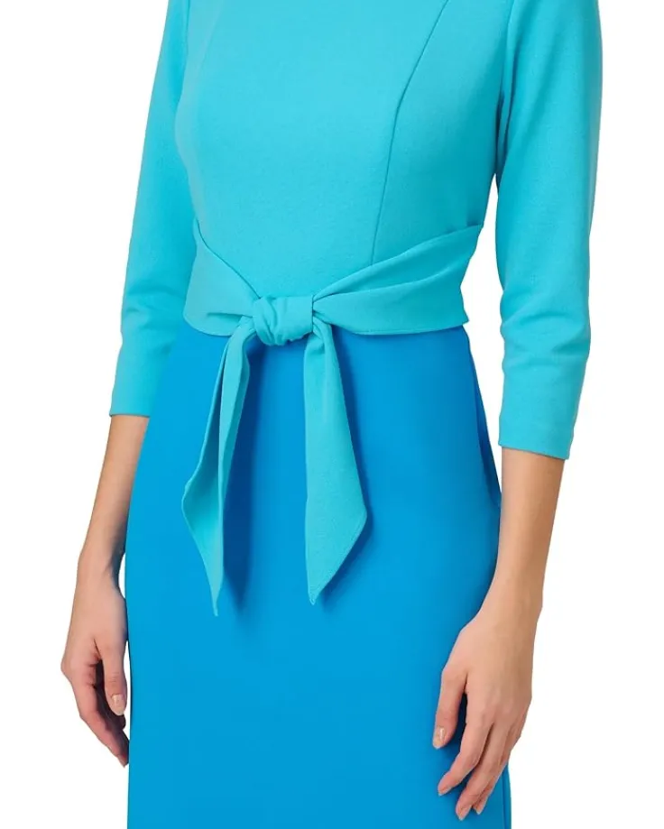 colorblock_tie_front_dres_2.webp Adrianna Papell Dresses<Colorblock Tie Front Dress Cerulean/Azure