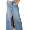 Free People Skirts<Come As You Are Denim Max Sapphire Blue Slit