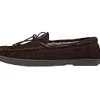 Florsheim Slippers<Cozzy Moc Toe Tie Slipper Chocolate Suede