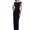 Lauren Ralph Lauren Dresses<Crepe Off-the-Shoulder Gown Lighthouse Navy