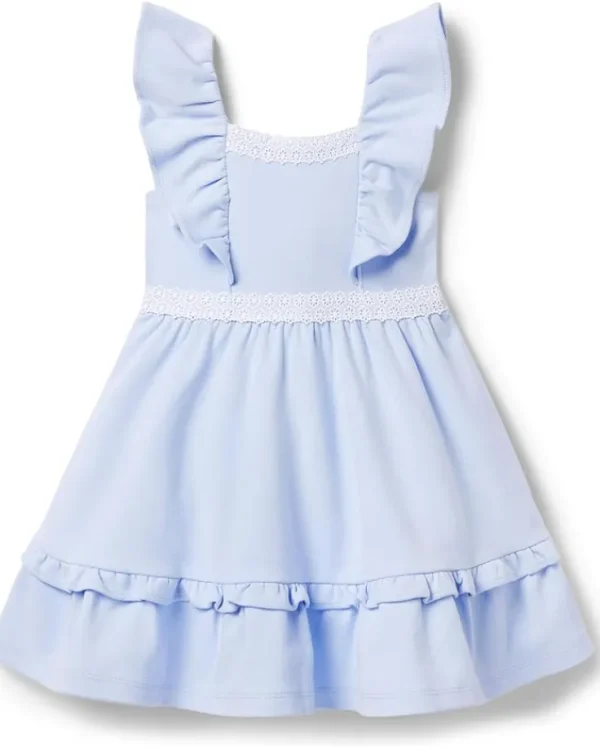 Janie and Jack Dresses<Daisy Trim Ponte Dress (Toddler/Little Kids/Big Kids) Blue