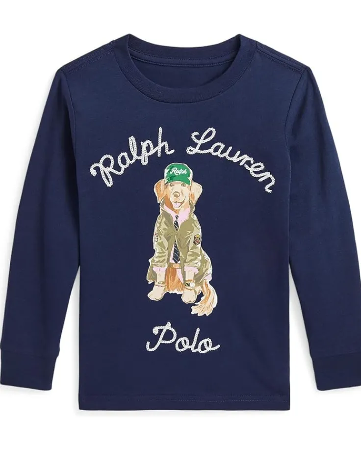 dogprint_cotton_long_slee_0.webp Polo Ralph Lauren Kids Shirts & Tops<Dog-Print Cotton Long Sleeve Tee (Toddle/Little Kid) Refined Navy