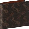 COACH Wallets<Double Billfold Wallet With Horse And Carriage Print Truffle/Burnished Amber