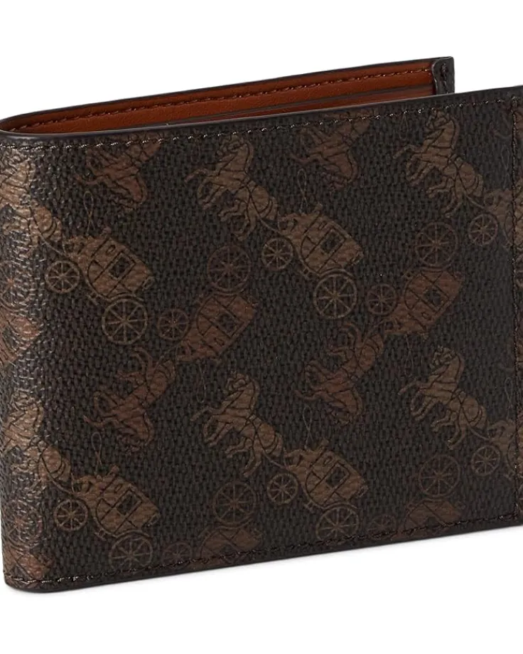 double_billfold_wallet_wi_0.webp COACH Wallets<Double Billfold Wallet With Horse And Carriage Print Truffle/Burnished Amber