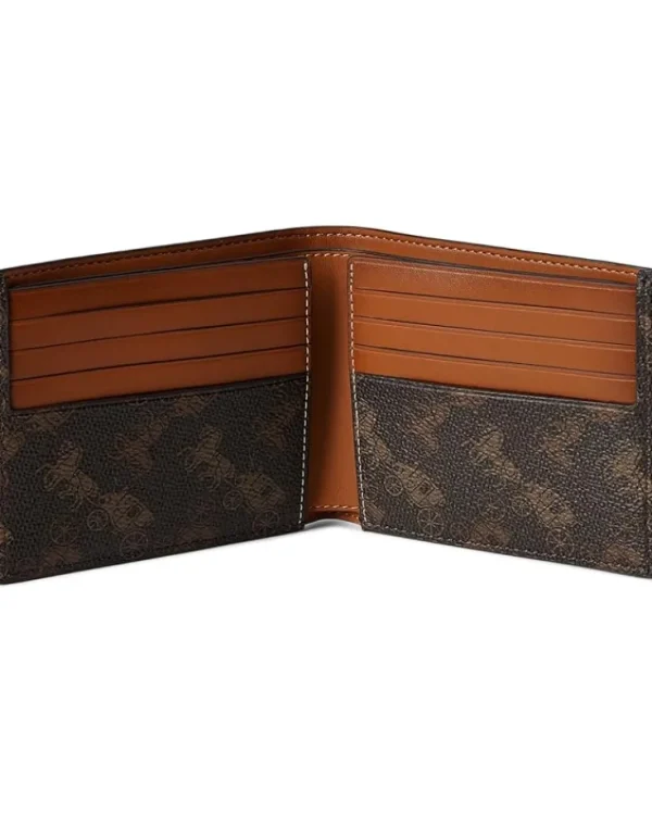 COACH Wallets<Double Billfold Wallet With Horse And Carriage Print Truffle/Burnished Amber