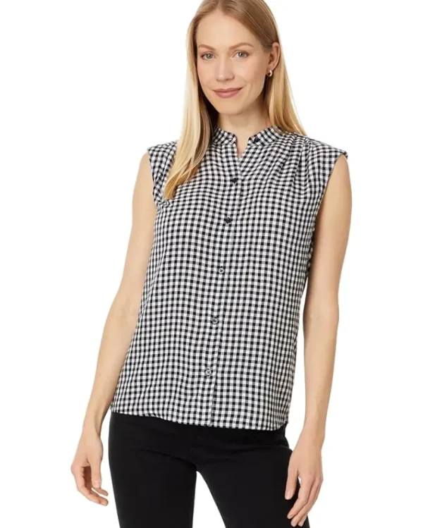NIC+ZOE Shirts & Tops<Drapey Gingham Tank Black Multi