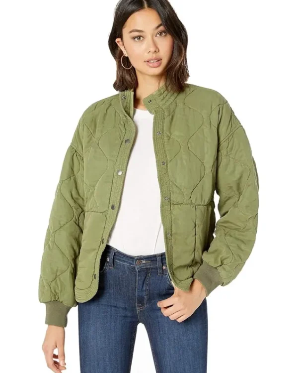 Blank NYC Coats & Outerwear<Drop Shoulder Quilted Jacket Burnt Sage