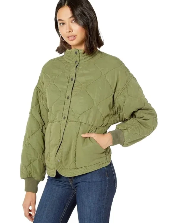 Blank NYC Coats & Outerwear<Drop Shoulder Quilted Jacket Burnt Sage